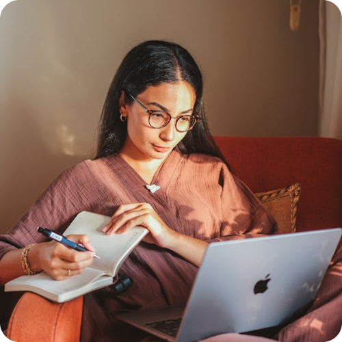 Person working on a laptop